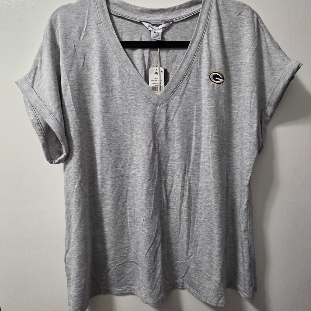 NWT Green Bay Packers Gray V-Neck Women's Top